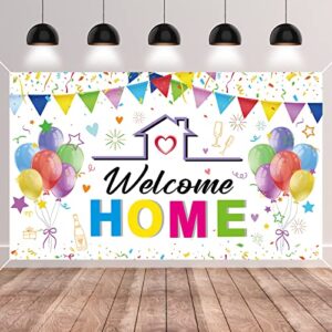 gresatek welcome home backdrop banner, welcome home banner background photo booth decorations for homecoming family returning party supplies