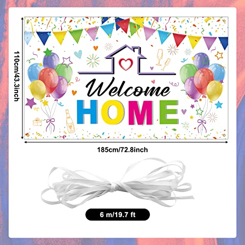 GRESATEK Welcome Home Backdrop Banner, Welcome Home Banner Background Photo Booth Decorations for Homecoming Family Returning Party Supplies