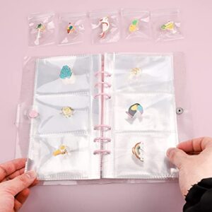 peony man 120 Grids Transparent Jewelry Storage Book Clear Portable Travel Storage Album Jewelry Earring Holder Organizer Anti Oxidation Jewelry Plastic Storage Book with 50 Pieces Small Ziplock Bags