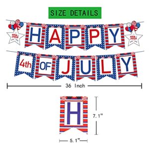 18PCS 4th/Fourth of July Decorations Set, Red White Blue Paper Banner, USA Flag Pennant, Hanging Swirls Party Decor Supplies