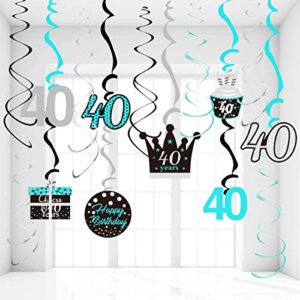 40th birthday decorations for women teal silver black 40th birthday hanging swirls hanging swirls decorations for teal silver 40 years old party supplies