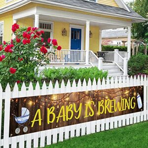a baby is brewing large banner sign, baby shower large banner gender reveal baby pram bottle banner for pregnancy celebration party decorations supplies