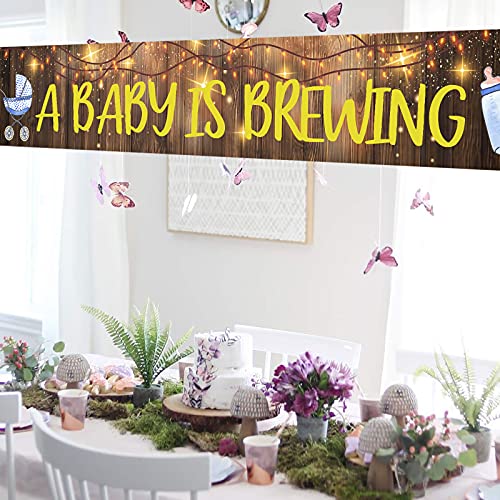 A Baby Is Brewing Large Banner Sign, Baby Shower Large Banner Gender Reveal Baby Pram Bottle Banner for Pregnancy Celebration Party Decorations Supplies