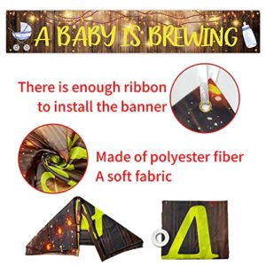 A Baby Is Brewing Large Banner Sign, Baby Shower Large Banner Gender Reveal Baby Pram Bottle Banner for Pregnancy Celebration Party Decorations Supplies