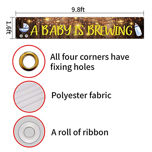 A Baby Is Brewing Large Banner Sign, Baby Shower Large Banner Gender Reveal Baby Pram Bottle Banner for Pregnancy Celebration Party Decorations Supplies