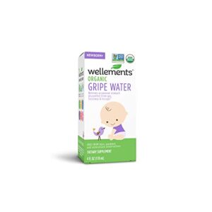 wellements organic gripe water, 4 fl oz, eases baby’s stomach discomfort and gas, free from dyes, parabens, preservatives