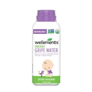 Wellements Organic Gripe Water, 4 Fl Oz, Eases Baby's Stomach Discomfort and Gas, Free from Dyes, Parabens, Preservatives