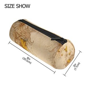 Honey Bees Sunflower Retro Pencil Case Pen Bag Pouch Holder, Zipper Pencil Bag Portable Cosmetic Organizer Makeup Brush Bag Purse School Stationery for Kids Girl Boy Adults Office Nurse Supplies