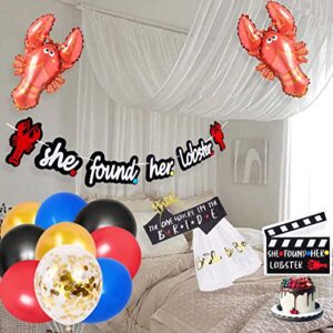 ReadiGo Friends Bachelorette Party Decorations Naughty Wedding Engagement Brunch Bridal Shower,She Found Her Lobster Banner & Cake Topper,Bridal to be Veil+Sash+Tiara,Lobster Balloons for Party