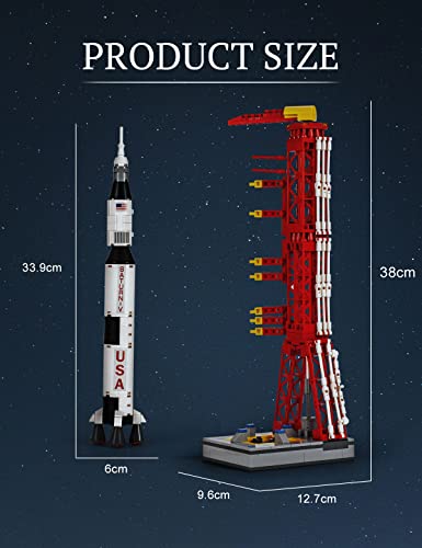 SEMKY Space Series Saturn V Space Rocket MOC Building Blocks Set,(425Pieces) Space Rocket Model Gifts for Kid and Space Fans