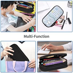 TECHOMANIA Kawaii Anime Pencil Case For Girls Portable Multifunction Cartoon Pencil Pouch Useful And Cute Double Zippers Pen Bag Gifts (Anime-1, Black)