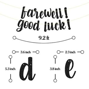 Maicaiffe Black Glitter Glitter Farewell! Good Luck! Banner - Goodbye Party Decorations - Farewell/Retirement/Job Change/Relocating/Graduation Party Supplies