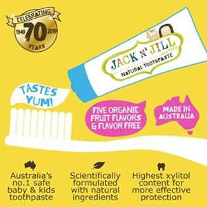 Jack N' Jill Kids Natural Toothpaste - Kids Toothpaste Fluoride Free, Organic Flavors, BPA Free SLS Free, Makes Tooth Brushing Fun for Kids - Blueberry & Strawberry, 1.76 oz (Pack of 2)