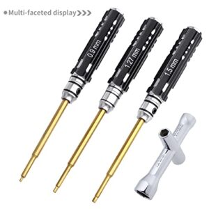 Hobbypark Mini RC Allen Wrench Set 0.9mm 1.27mm 1.5mm Hex Driver Screwdrivers & Wheel Nut Wrench for Axial SCX24 1/24 RC Crawler Car Tools