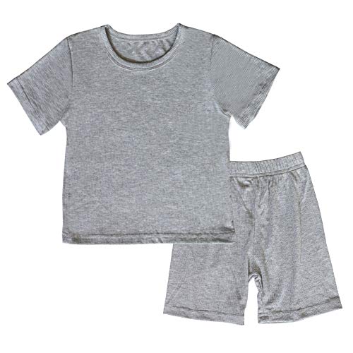 JWWN Toddler Girls Boys Short Sleeve Pajamas Set Little Kids Sleepwear 2 Piece Summer Loungewear (Grey,24M)