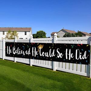 labakita lager he believed he could so he did banner, black graduation decorations 2023, high school college graduation party decorations for men / boys, congrats grad banner indoor / outdoor sign