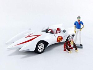 silver screen machines – speed racer mach 5 w/chim-chim and speed racer figures (awss124)
