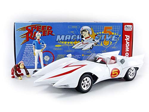 Silver Screen Machines - Speed Racer Mach 5 w/Chim-Chim and Speed Racer Figures (AWSS124)