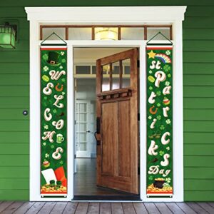 st. patrick’s day decorations porch sign for front door gatherfun green irish party supplies green shamrocks outdoor home porch décor banner welcome sign background for st. patrick’s day party