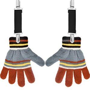 CHENGU 4 Pieces Strong Stainless Steel Mitten Clips Elastic Gloves Caps Clips for Baby and Kids, Black, 13.5 cm/ 5.3 inches