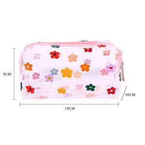 Clear Large Pencil Case Pen Bag Transparent Pencil Pouch Travel Toiletry Bags Makeup Bag Big Capacity Women Zipper Cosmetic Bag(Colorful Flower)