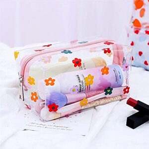 Clear Large Pencil Case Pen Bag Transparent Pencil Pouch Travel Toiletry Bags Makeup Bag Big Capacity Women Zipper Cosmetic Bag(Colorful Flower)