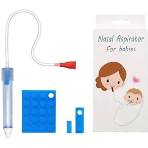 baby nasal aspirator with 24 hygiene filters, mucus aspirator for baby, cleanable and reusable nasal congestion relief for infant