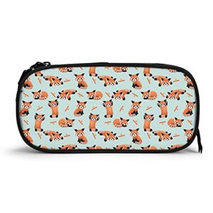 bears print big capacity pen case with zipper large storage pencil pouch for girl boy business office(black)