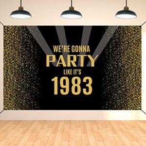 darunaxy 40th birthday black gold party decoration, vintage 1983 banner 40 anniversary party supplies back in 1983 poster backdrop photography background for men & women 40th class reunion decor