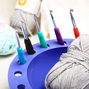 HOUSON Yarn Bowl Large Knitting Bowl Holder with Crochet Hooks Hole Holder,Knitting Flat Bottom Wool Balls Storage Organizer Yarn Storage Bowl for Women Crocheting Knitting Mother's Day Christmas Gift