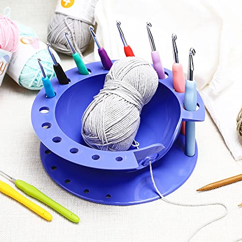 HOUSON Yarn Bowl Large Knitting Bowl Holder with Crochet Hooks Hole Holder,Knitting Flat Bottom Wool Balls Storage Organizer Yarn Storage Bowl for Women Crocheting Knitting Mother's Day Christmas Gift