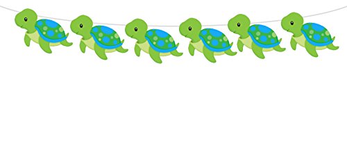 Crafty Cue 3.8" Turtle Blue Green Garland, Turtle Decorations, Turtle Banner, Turtle Baby Shower, Turtle Party Supplies