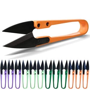 anley 4″ sewing scissors set – carbon steel trimming nipper yarn lightweight thread cutter – portable mini embroidery clipper stitching snip for diy, household supplies (12pcs, multicolor)