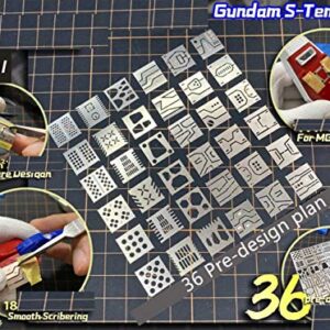 for Hobby Model Craft GK Tool Carving Auxiliary Ruler Stainless Steel Drill Hole Detail Maker Scribe line Stencil , 36 PCS in 1 (AJ0094)