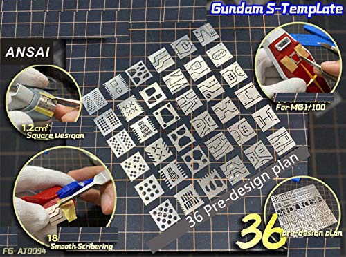 for Hobby Model Craft GK Tool Carving Auxiliary Ruler Stainless Steel Drill Hole Detail Maker Scribe line Stencil , 36 PCS in 1 (AJ0094)