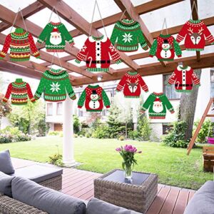 Ugly Sweater Decorations Hanging Banner 12 Pieces Ugly Christmas Party Decorations Holiday Party Indoor Hanging Decor