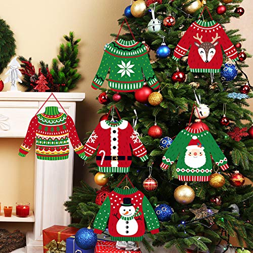 Ugly Sweater Decorations Hanging Banner 12 Pieces Ugly Christmas Party Decorations Holiday Party Indoor Hanging Decor