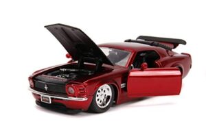 bigtime muscle 1:24 1970 ford mustang boss 429 die-cast car candy red, toys for kids and adults