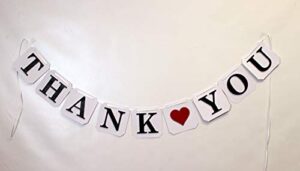 all about details thank you (heart) mini banner, 1 set, wedding photo props, wedding garland, party decoration, wedding chair sign (black)