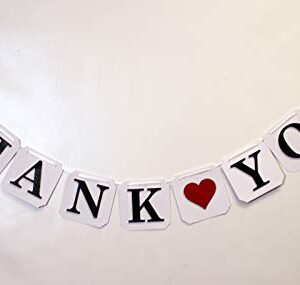 All About Details Thank You (Heart) Mini Banner, 1 Set, Wedding Photo Props, Wedding Garland, Party Decoration, Wedding Chair Sign (Black)