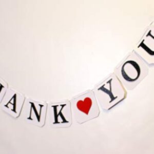 All About Details Thank You (Heart) Mini Banner, 1 Set, Wedding Photo Props, Wedding Garland, Party Decoration, Wedding Chair Sign (Black)