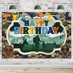 hunting happy birthday backdrop banner decor colorful – camo gone hunting birthday party theme decorations for boy men supplies