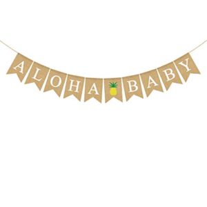 jute burlap aloha baby banner with pineapple summer baby shower nursery decoration