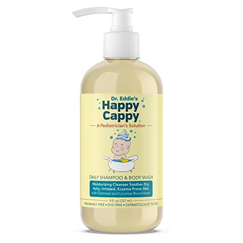 Happy Cappy Dr. Eddie's Daily Shampoo & Body Wash for Children, Soothes Dry, Itchy, Sensitive, Eczema Prone Skin, Dermatologist Tested, No Fragrance, No Dye, 8 oz