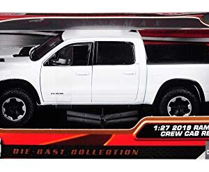 2019 RAM 1500 Rebel Crew Cab Pickup Truck White 1/24 Diecast Model Car by Motormax 79358