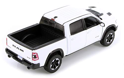 2019 RAM 1500 Rebel Crew Cab Pickup Truck White 1/24 Diecast Model Car by Motormax 79358