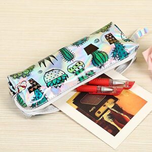 4 Pack Cactus Pencil Case, Pen Bag Canvas Cactus Pencil Pen Cosmetic Makeup Bag