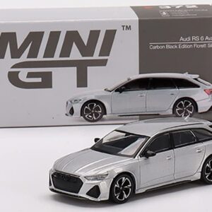 RS 6 Avant Carbon Black Edition Florett Silver Metallic Ltd Ed to 2400 pcs Worldwide 1/64 Diecast Model Car by True Scale Miniatures MGT00372