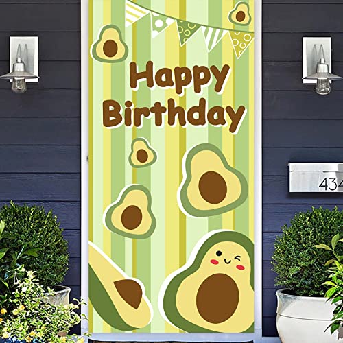 Hello Avocado Mexican Happy Birthday Banner Backdrop Holy Guacamole Theme Decor for 1st Birthday Party Mexican Fiesta Baby Shower Bridal Engagement Decorations Photo Studio Props Background Supplies