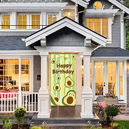 Hello Avocado Mexican Happy Birthday Banner Backdrop Holy Guacamole Theme Decor for 1st Birthday Party Mexican Fiesta Baby Shower Bridal Engagement Decorations Photo Studio Props Background Supplies